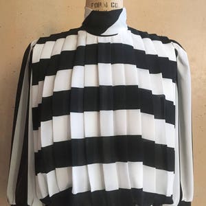 Vintage 80s meets 60s Sheer B&W Striped Dress image 3