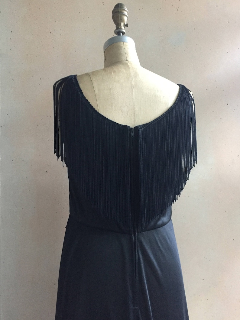 Vintage 70s Sheer Fringe Slip Dress with High Side Slits image 3