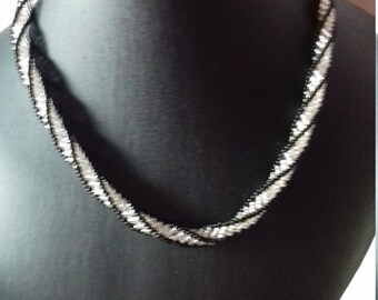 Beautiful Handmade South African Meleko Black and Silver Twisted Bead Necklace  Other colours available