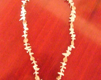 Long Handmade South African Shell and White Beads Necklace