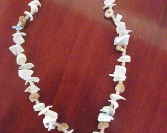 Long Handmade South African Shell and White Beads Necklace