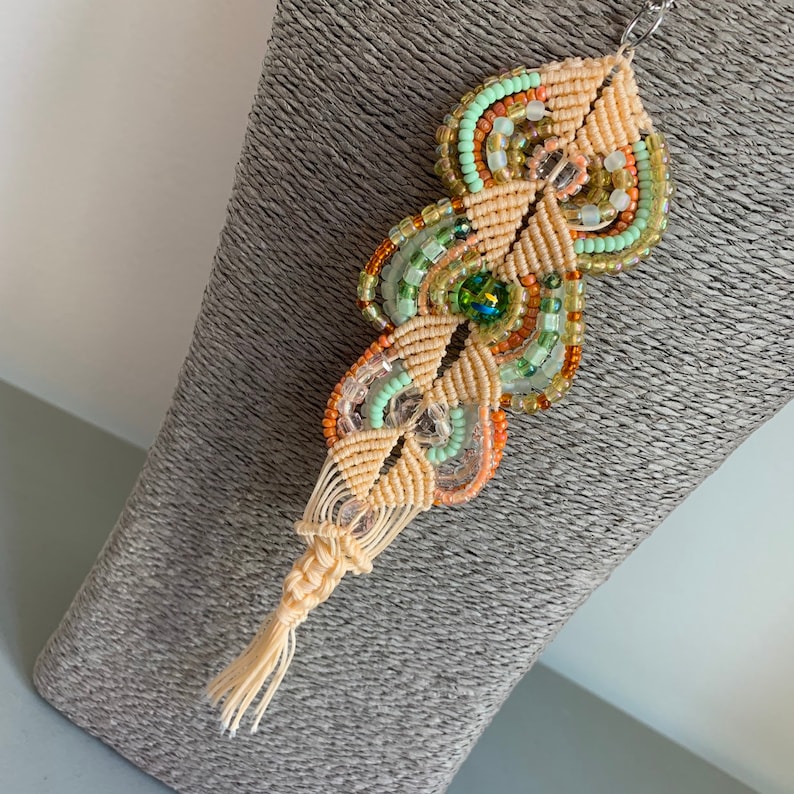 macrame set: necklace earrings standout Impressive and unique One of a kind! Unique Art jewelry