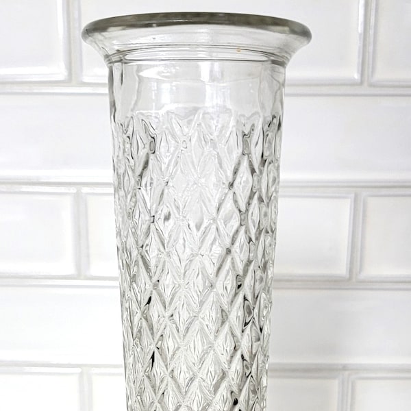 Vintage E.O. Brody Co C-919 Clear Glass Footed Bud Vase with Diamond Pattern