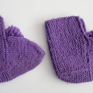 Vintage Handknit Girls Purple Slippers