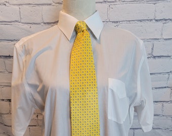 Vintage Romario Manzini Microfiber Yellow, Black, White, Gray and Tan Print Tie