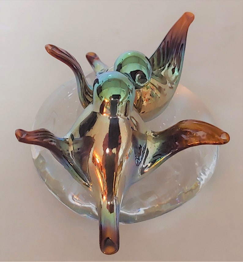 Love Bird Hand Blown Glass Paperweight Collectible Glass Figurine Beautiful Hand Blown Glass Love Bird Figurine