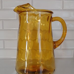 Vintage Amber Barlett Collins Glass 2 Quart Pitcher, Vintage 2 Quart Amber Collins Glass Pitcher with Ice Lip, Vintage Amber Glass Pitcher