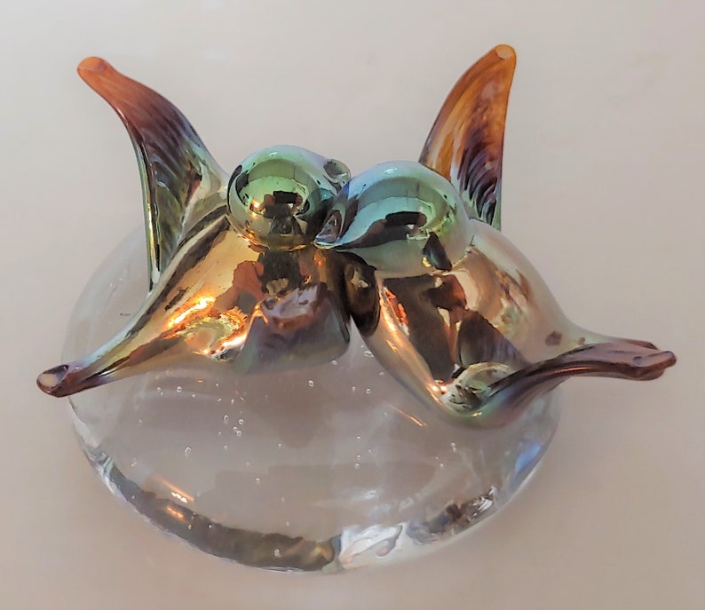 Love Bird Hand Blown Glass Paperweight Collectible Glass Figurine Beautiful Hand Blown Glass Love Bird Figurine