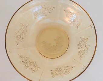 Antique Amber Depression Glass Berry Bowl, Sharon Cabbage Rose, Federal Glass Company