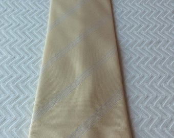 Vintage Yellow Silk Necktie, Vintage Yellow and White Striped Necktie, Vintage Kai Long Silk Necktie, Vintage Clothing, Vintage Silk Tie