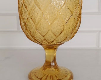 Vintage Amber Glass Compote: Honeycomb Pattern Footed Candy Dish