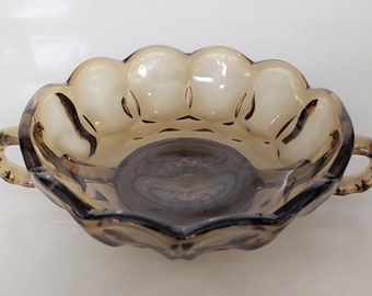 Vintage Anchor Hocking Fairfield Smoky Brown Nappy Candy Dish
