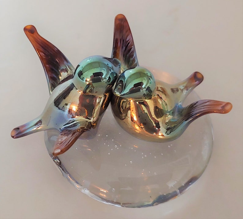 Love Bird Hand Blown Glass Paperweight Collectible Glass Figurine Beautiful Hand Blown Glass Love Bird Figurine
