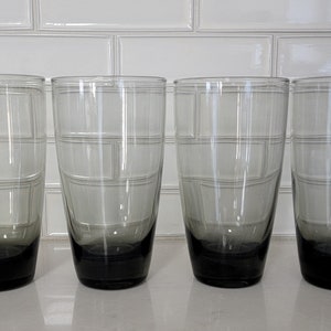 Set of 4 Vintage Libbey Tumblers, Smoke Gray