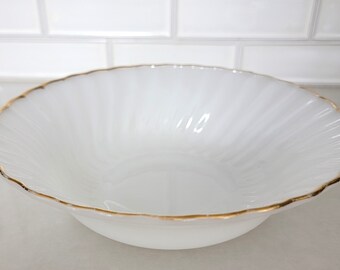 Vintage Anchor Hocking Swirl Glass Bowl: Gilded Scalloped Edge