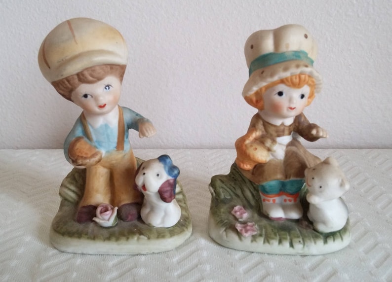 Vintage Homco Boy and Girl Porcelain Figurines Vintage Homco Etsy