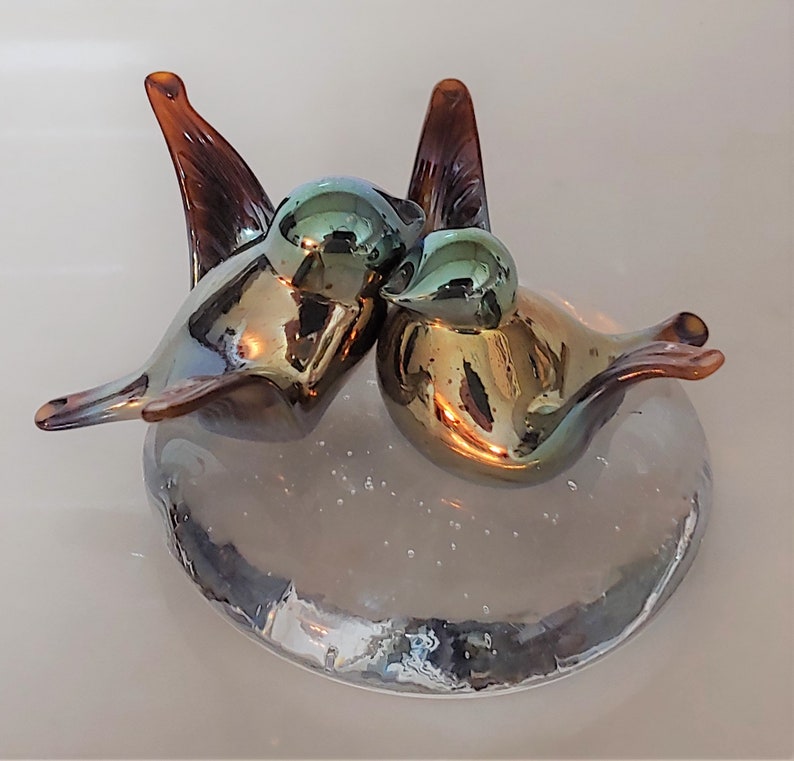 Love Bird Hand Blown Glass Paperweight Collectible Glass Figurine Beautiful Hand Blown Glass Love Bird Figurine