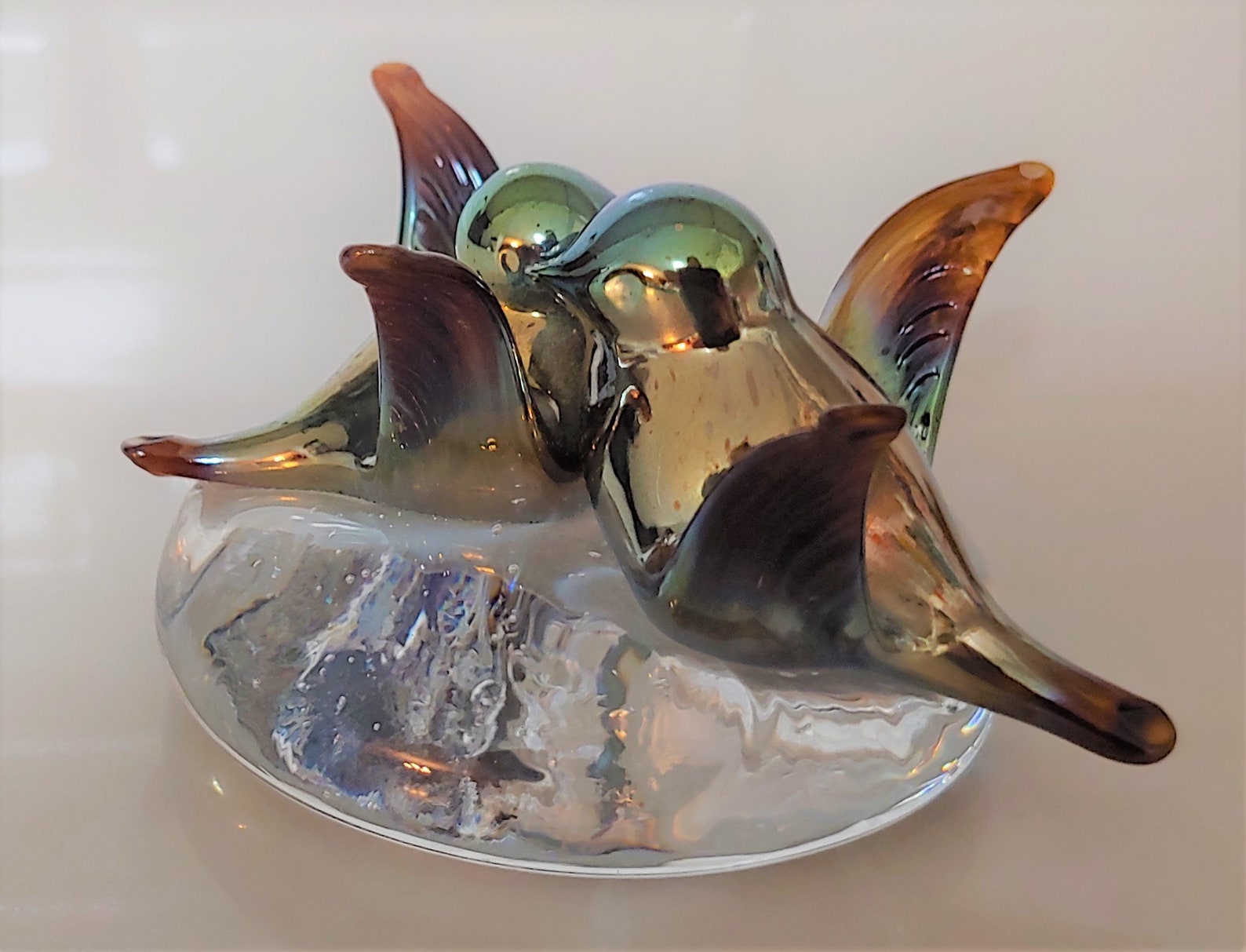 glass love birds figurines