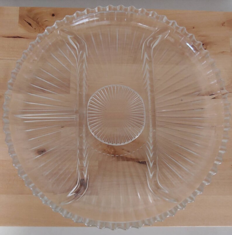 Vintage Indiana Clear Glass Divided Relish Tray Vintage Glass Etsy