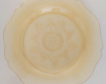 Pair of Antique Amber Glass Dinner Plates, Federal Glass Golden Glo