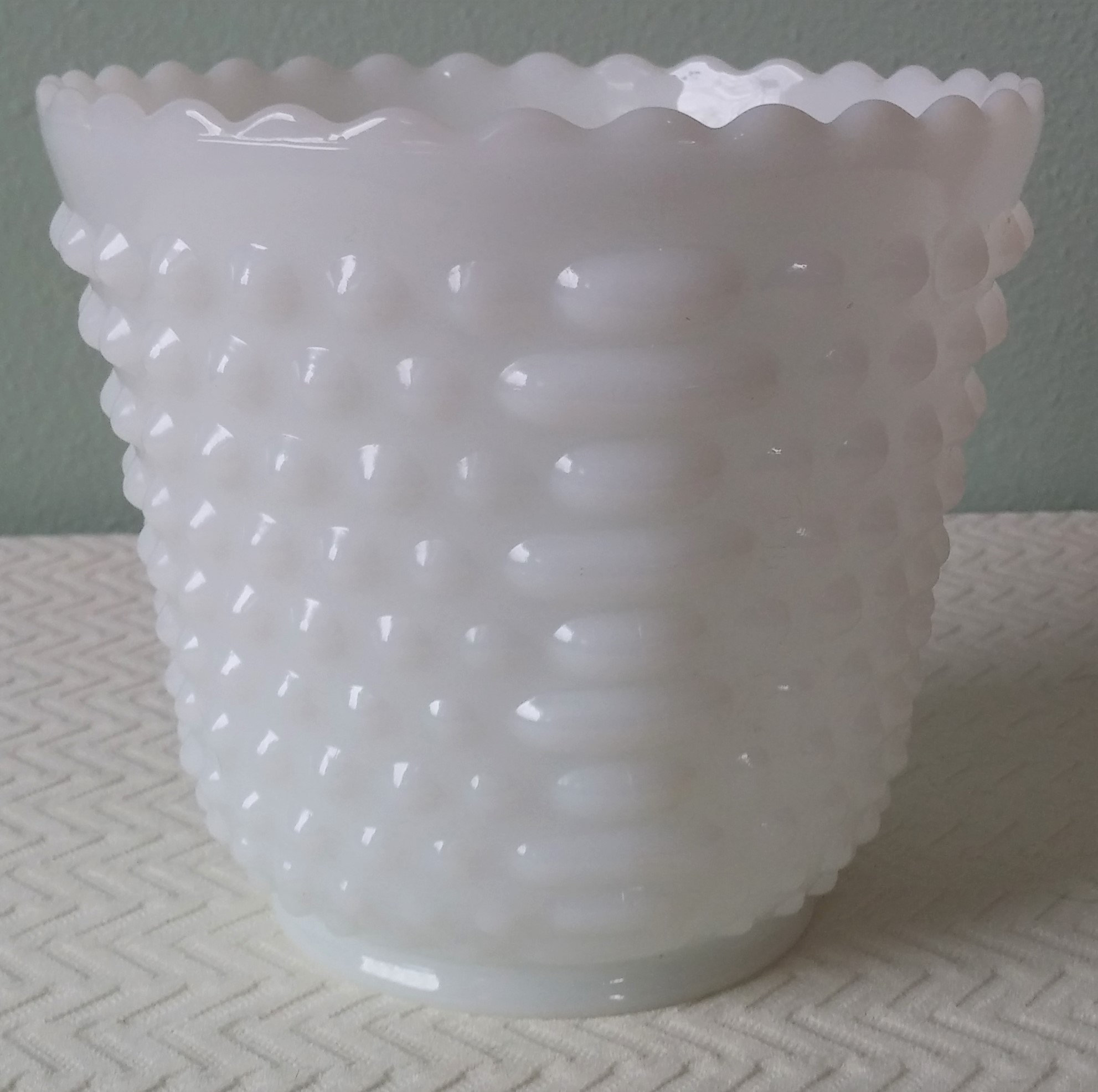 Vintage Fire King Hobnail Milk Glass Bowl Vase Vintage Etsy