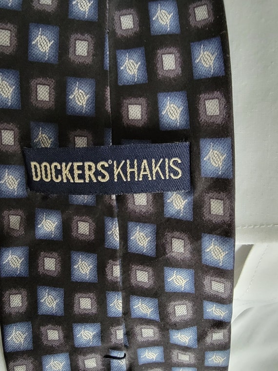 Vintage Dockers Khakis 100% Silk Black, Gray, Blu… - image 4