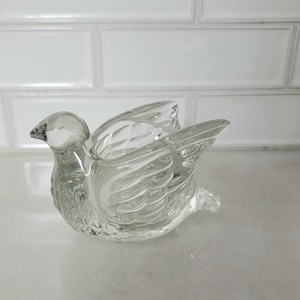 Vintage Avon Clear Glass Dove Votive or Tealight Candle Holder