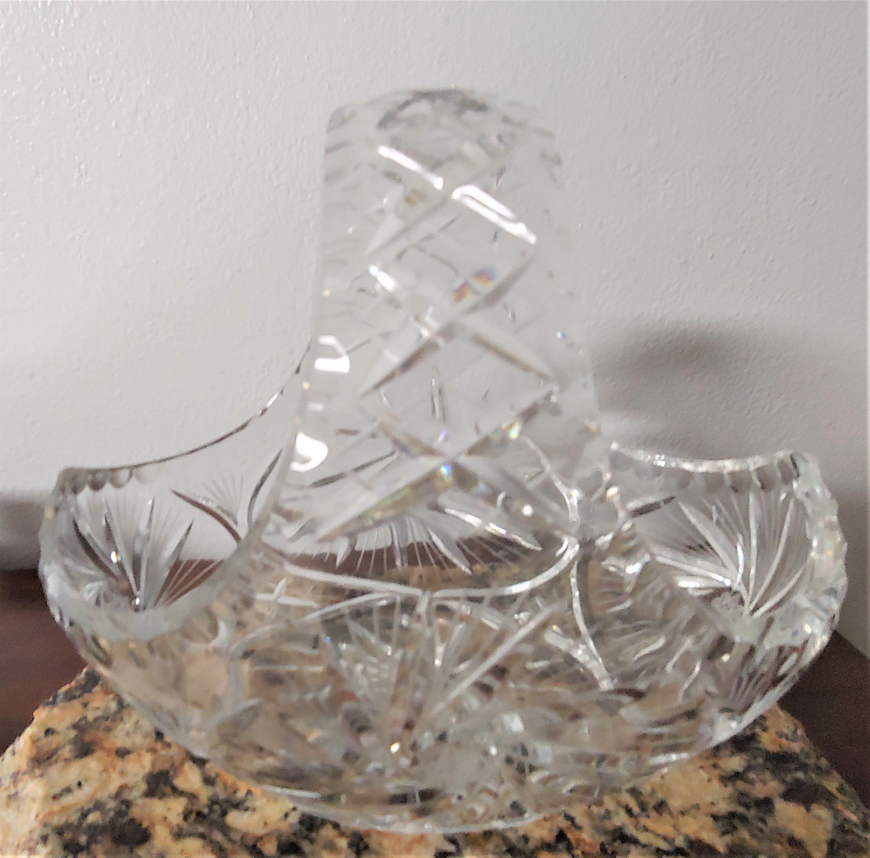 Vintage Heavy Lead Crystal Glass Vase Basket Starburst and Etsy