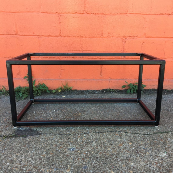 Industrial Metal Coffee Table Base Blackened Brushed Steel Etsy
