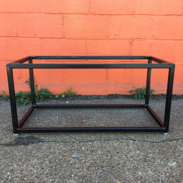 Industrial Metal Coffee Table Base - Blackened, Brushed Steel + Powder Coated Finishes - Custom Sizes - Made To Order.