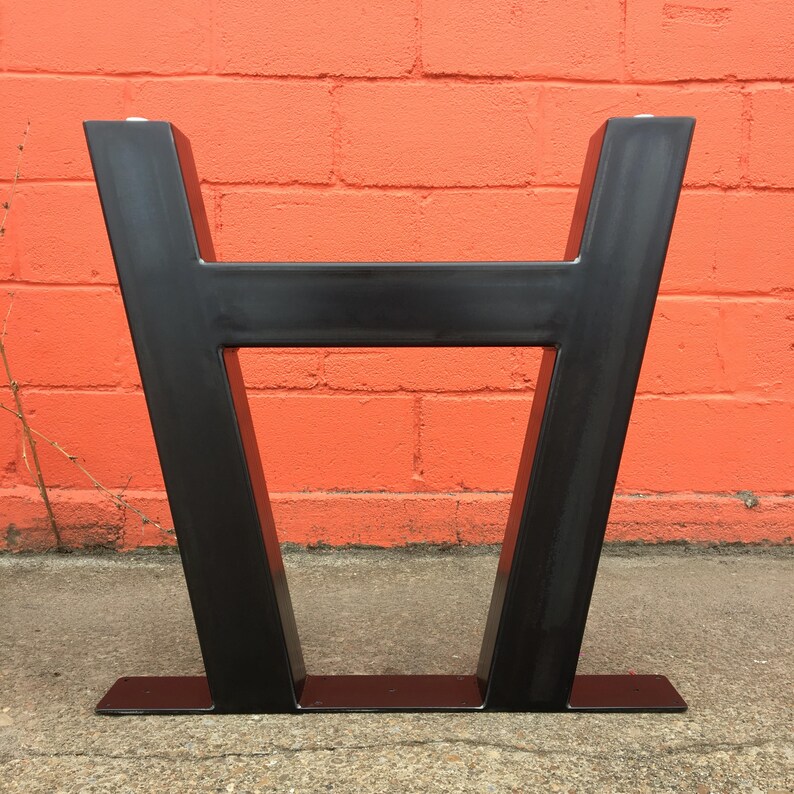 Aframe Style Metal Table Legs 4x4 Blackened, Brushed Steel Powder