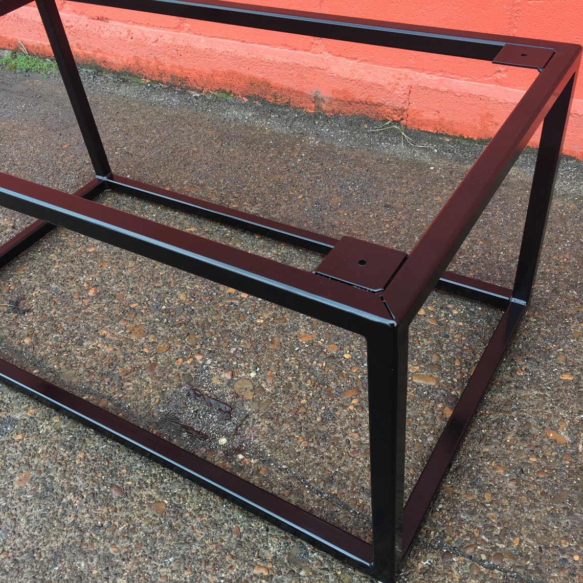 Industrial Metal Coffee Table Base Blackened Brushed Steel Etsy