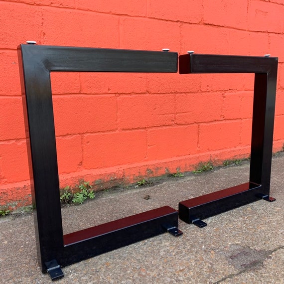 Cantilever C Style Metal Table Legs Blackened Brushed Steel