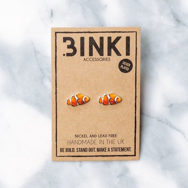 Clown Fish Nemo Style Pet Marine Animal Stud Earrings - 1 pair