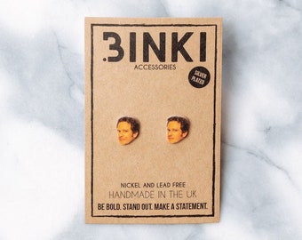 Mark Darcey / Colin Firth Actor Bridget Jones Film Head / Face Stud Earrings - 1 pair