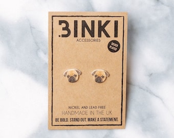 Pug Head Dog / Breed Stud Earrings - 1 pair