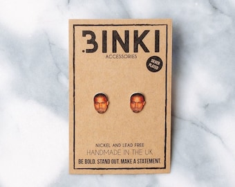 Kanye West / Kim Kardashian&#39;s Husband Singer / Rapper / Songwriter / Celeb / Celebrity Face / Head Stud Earrings - 1 pair