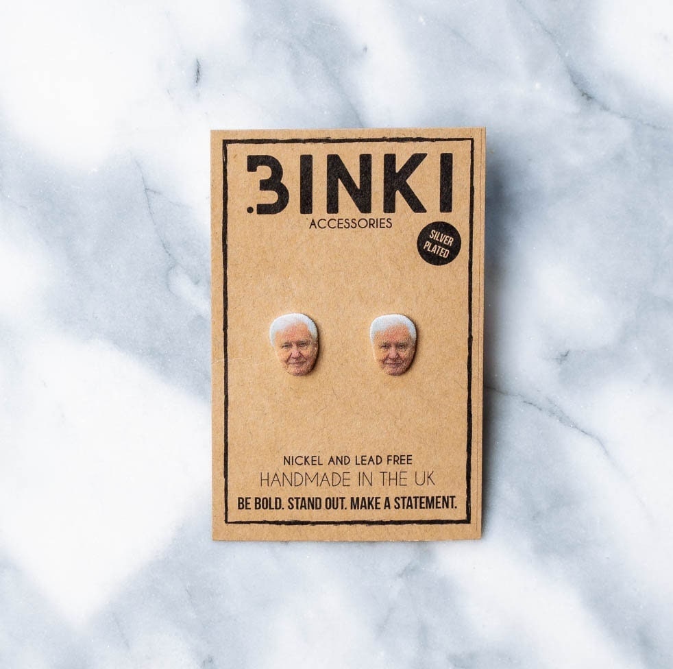David Attenborough Environmentalist / Conservationist / Campaigner / Presenter Head Stud Earrings - 1 pair