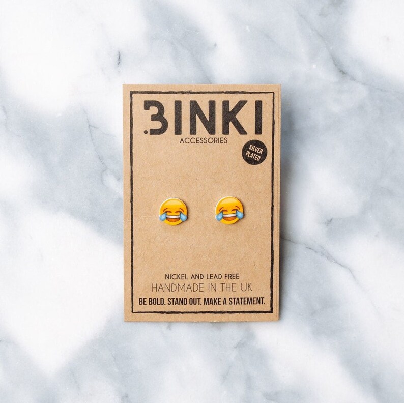 Laughing / Crying Emoji Stud Earrings - 1 pair 