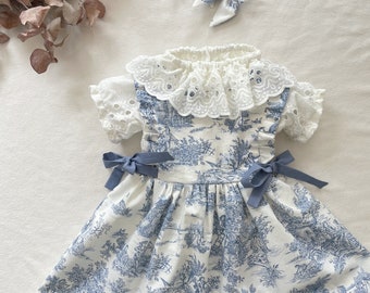 Baby blouse & dress set with ruffled collar from 3 months to 3 years