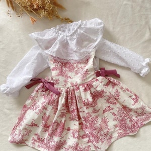 Toile de Jouy robe tablier 3 mois à 6 ans image 2