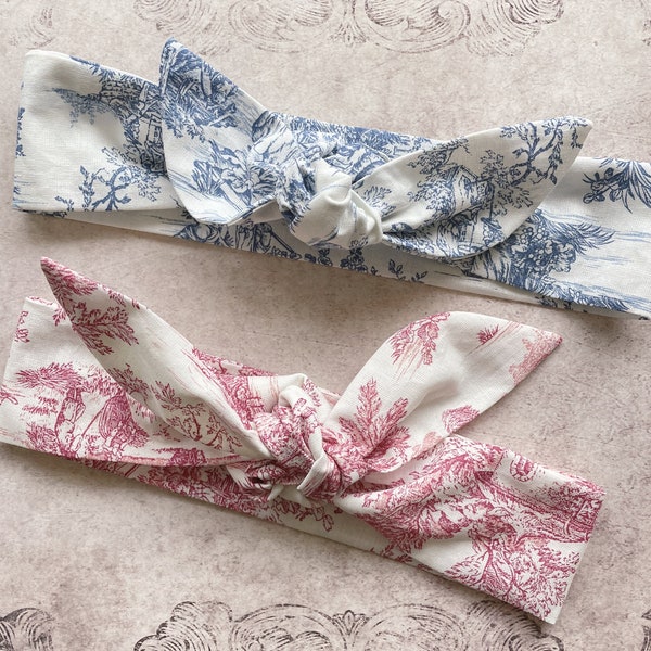 Bandeau à nouer Bébé Toile de Jouy