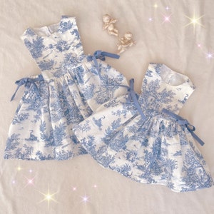 EXPEDITION AOUT/SEPTEMBRE - Toile de Jouy robe tablier 3 mois à 6 ans