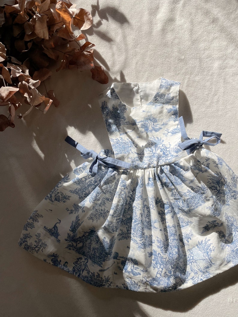 Toile de Jouy robe tablier 3 mois à 6 ans image 6