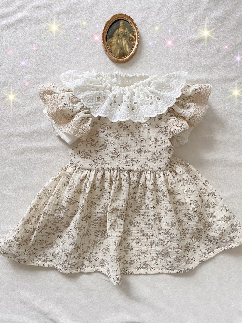 Baby blouse with ruffled collar from 3 months to 3 years, short sleeve image 6