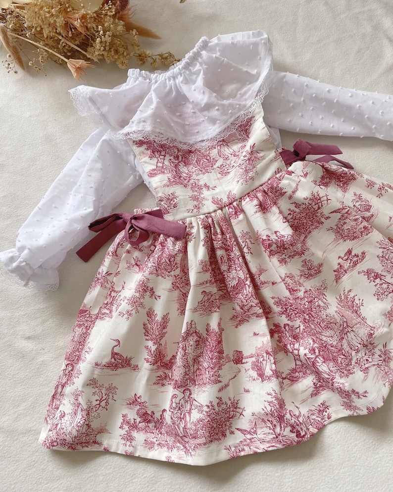 Toile de Jouy robe tablier 3 mois à 6 ans image 8