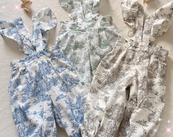 Toile de Jouy salopette bébé et enfant