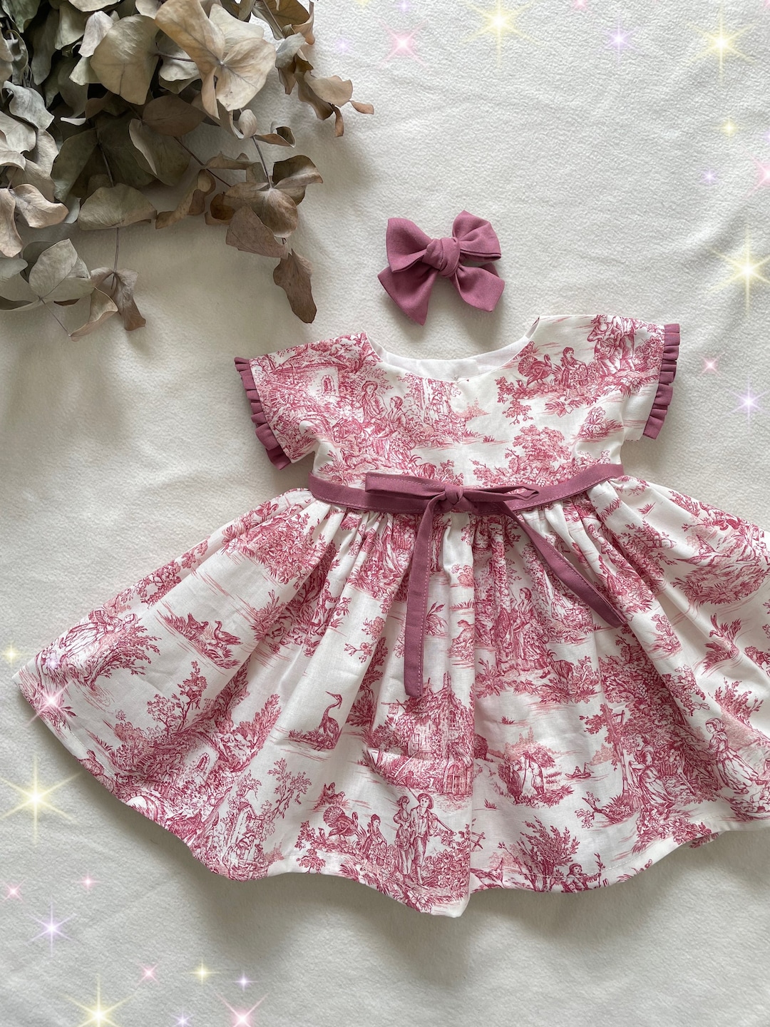 Toile De Jouy Baby Dress From 3 Months to 18 Months - Etsy