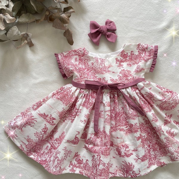 Robe bébé Toile de Jouy de 3 mois à 18 mois