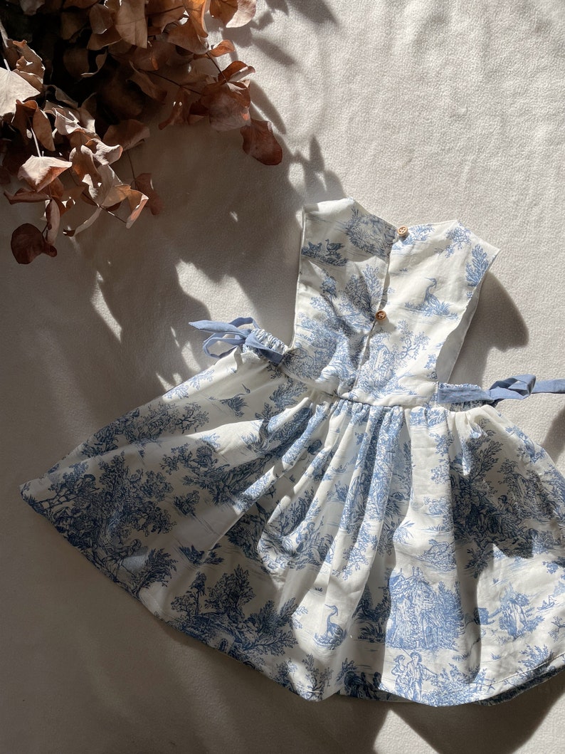 Toile de Jouy robe tablier 3 mois à 6 ans image 7